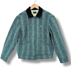 Obey Charmer Work Jacket Mens Sz Medium Snake Skin Print Faux Sherpa Lined